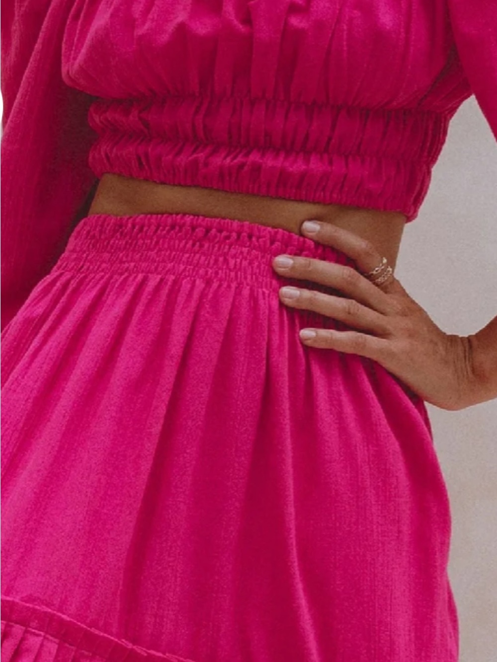 Balielf made by hand Annabelle Hot Pink Smocked Crop Top & Skirt Nwt - Picture 4 of 12
